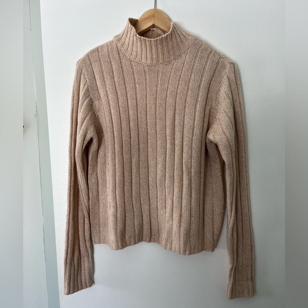 Vintage 90s Mock Neck Ribbed Coastal Grandma Sweater- Large